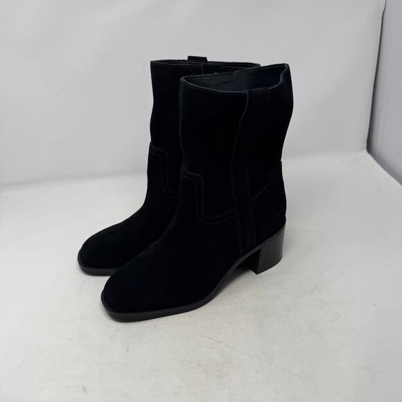 Steve Madden Black Suede Romney Mid Heel Boots Women’s 7.5 - Picture 1 of 11